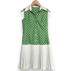 Vintage Green & White Polka Dot Dress Women's Small